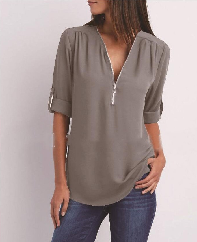 Zip V-neck Shirts