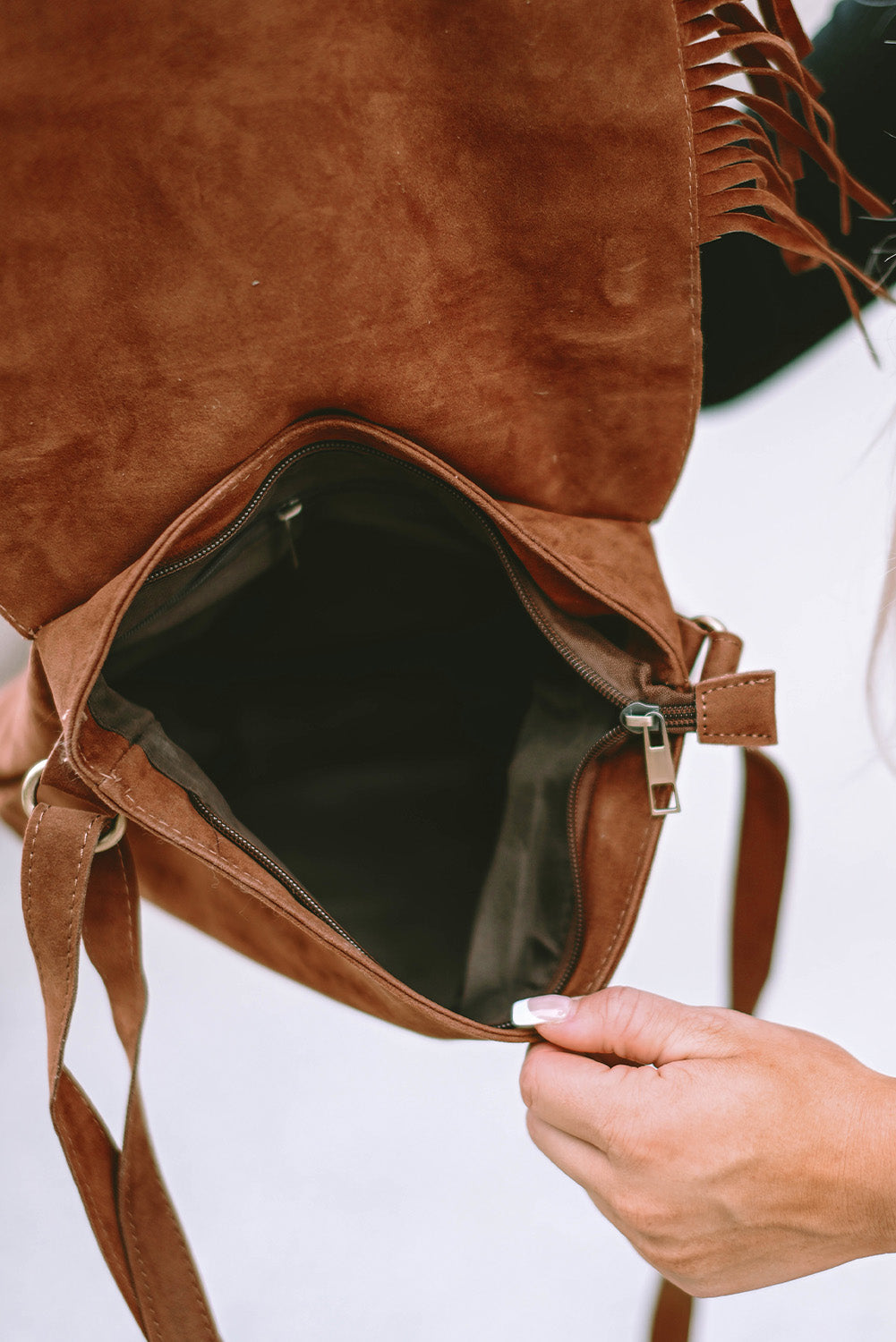 Chestnut Fringed Saddle Bag