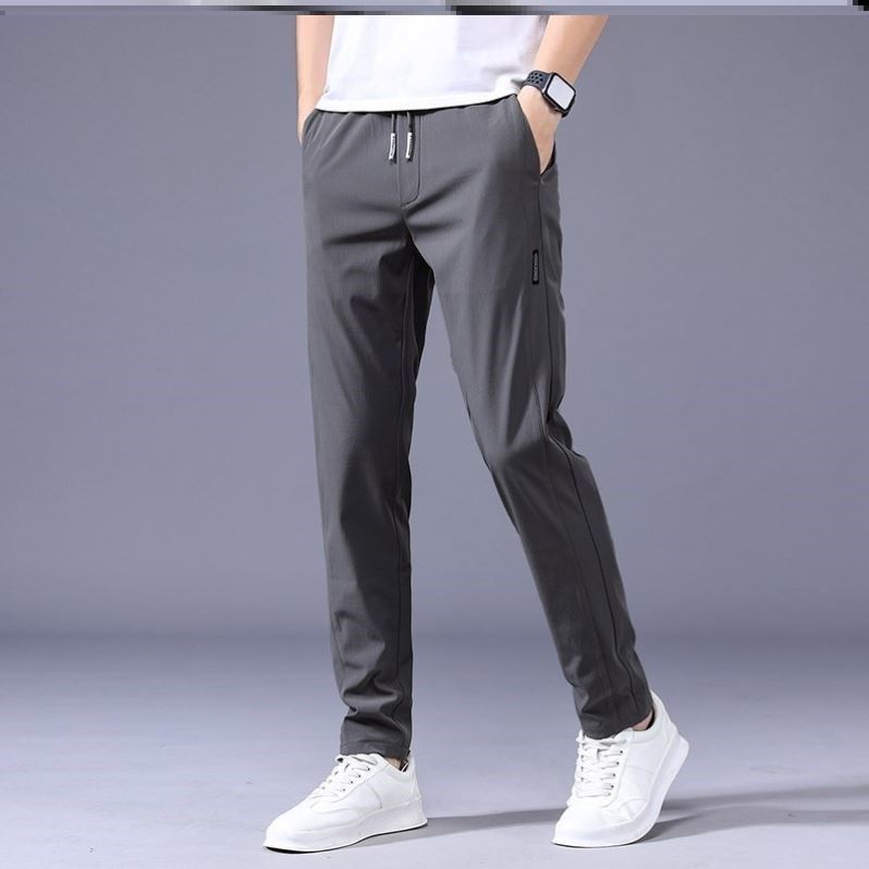 Drawstring Trousers Thin Casual Pants Straight Sweatpants