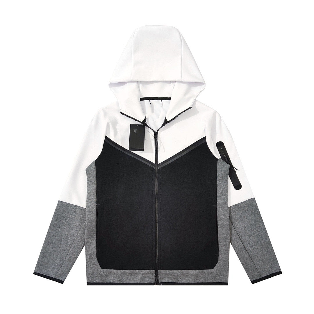 Air Layer Cotton Knit Hooded Jacket Zipper