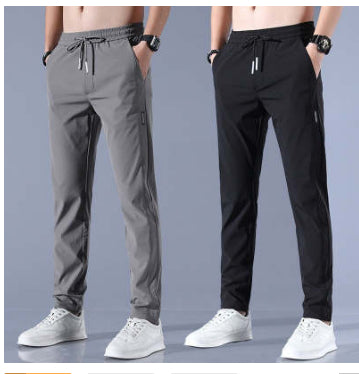 Drawstring Trousers Thin Casual Pants Straight Sweatpants