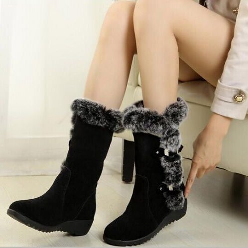 Snow Boots Mid-calf Faux Fur Plush Winter Women Boots