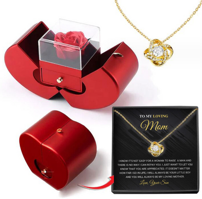 Jewelry Box Red Apple Gift Necklace Eternal Rose