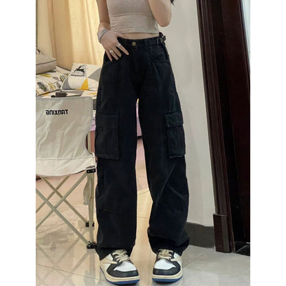 Retro Design Straight Mop Jeans