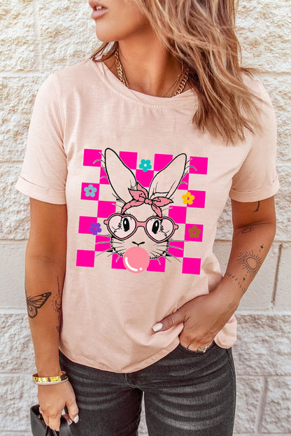 Pink Easter tee with rabbit