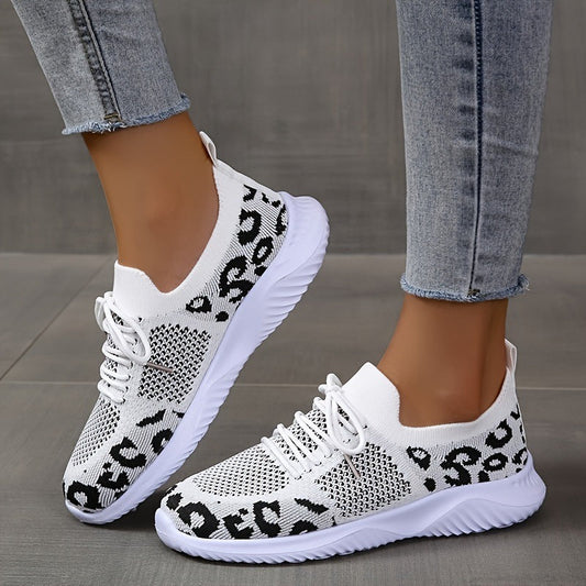 Leopard Print Lace-up Sneakers Sports