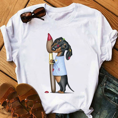 Puppy Print T-shirt For Women