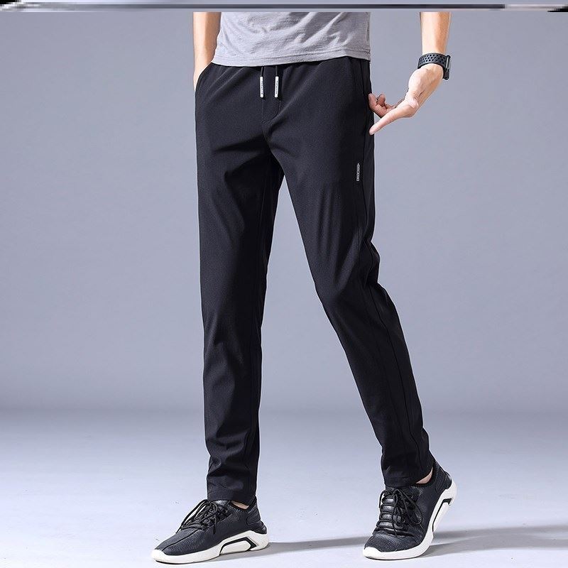 Drawstring Trousers Thin Casual Pants Straight Sweatpants