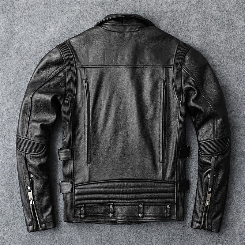 First layer cowhide biker jacket, slim-fit