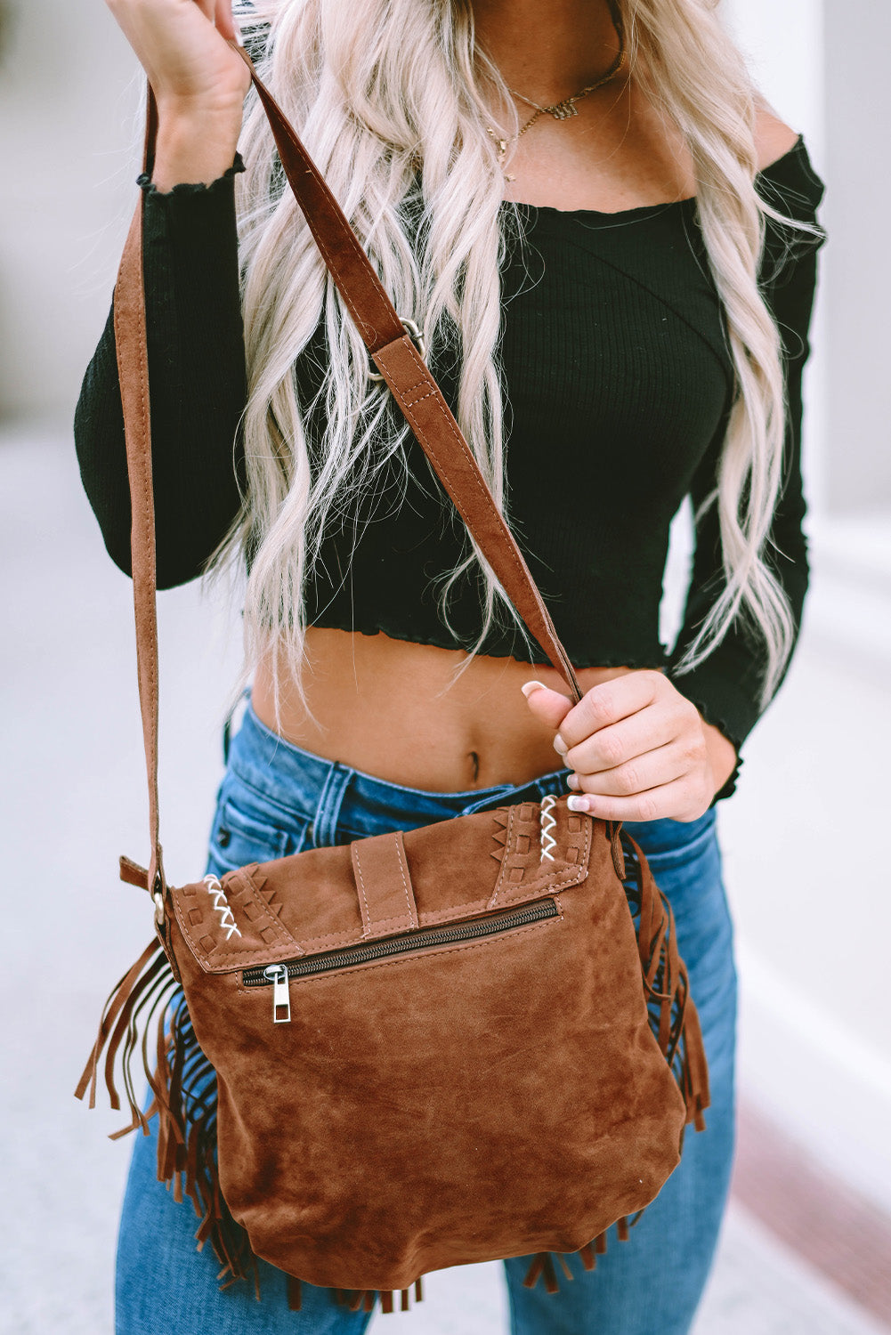 Chestnut Fringed Saddle Bag