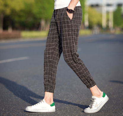 Ankle-Length Plaid Pants Men