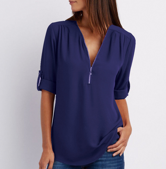 Zip V-neck Shirts