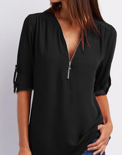 Zip V-neck Shirts