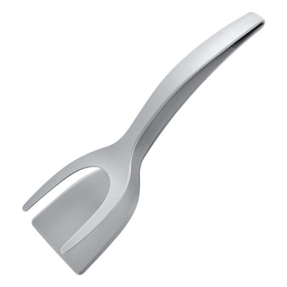 2-in-1 egg spatula and tong clamp.