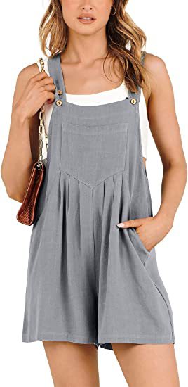 Casual summer short bib overalls.