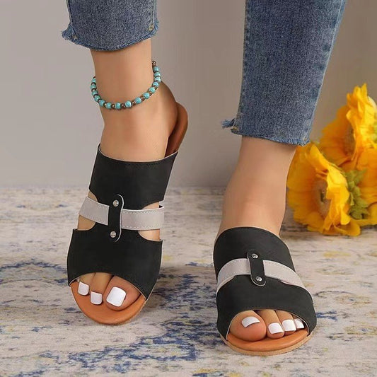 Fish Mouth Sandals With Belt Buckle Design Slippers