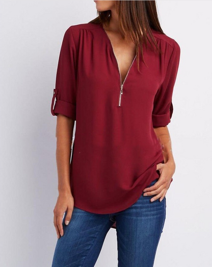 Zip V-neck Shirts