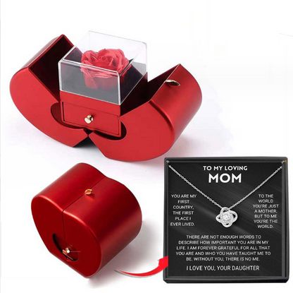 Jewelry Box Red Apple Gift Necklace Eternal Rose