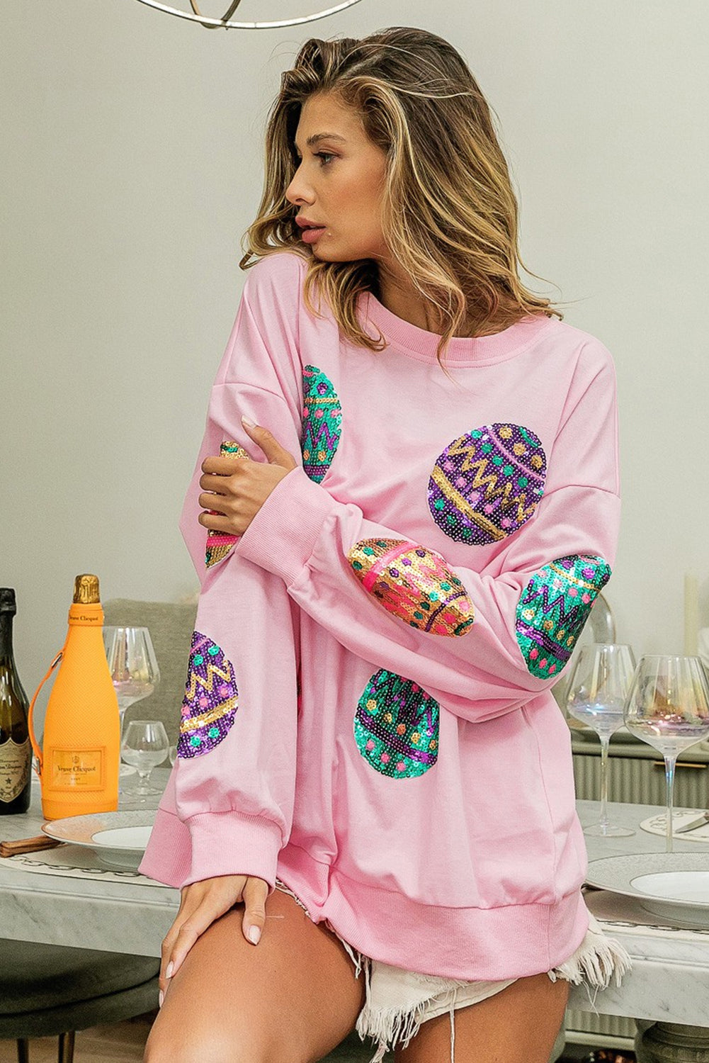 Oversized sweatshirt with Easter egg print