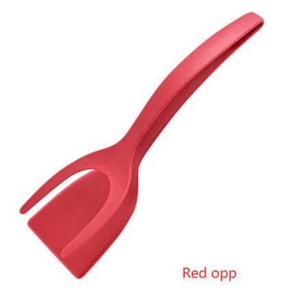 2-in-1 egg spatula and tong clamp.