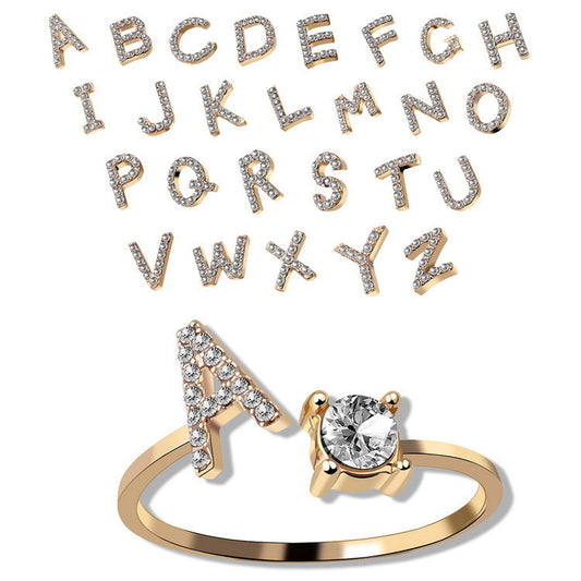 New Design Adjustable Initial Letter Ring