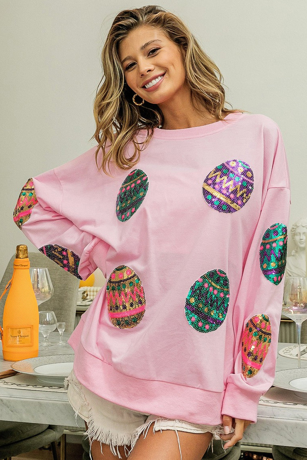 Oversized sweatshirt with Easter egg print