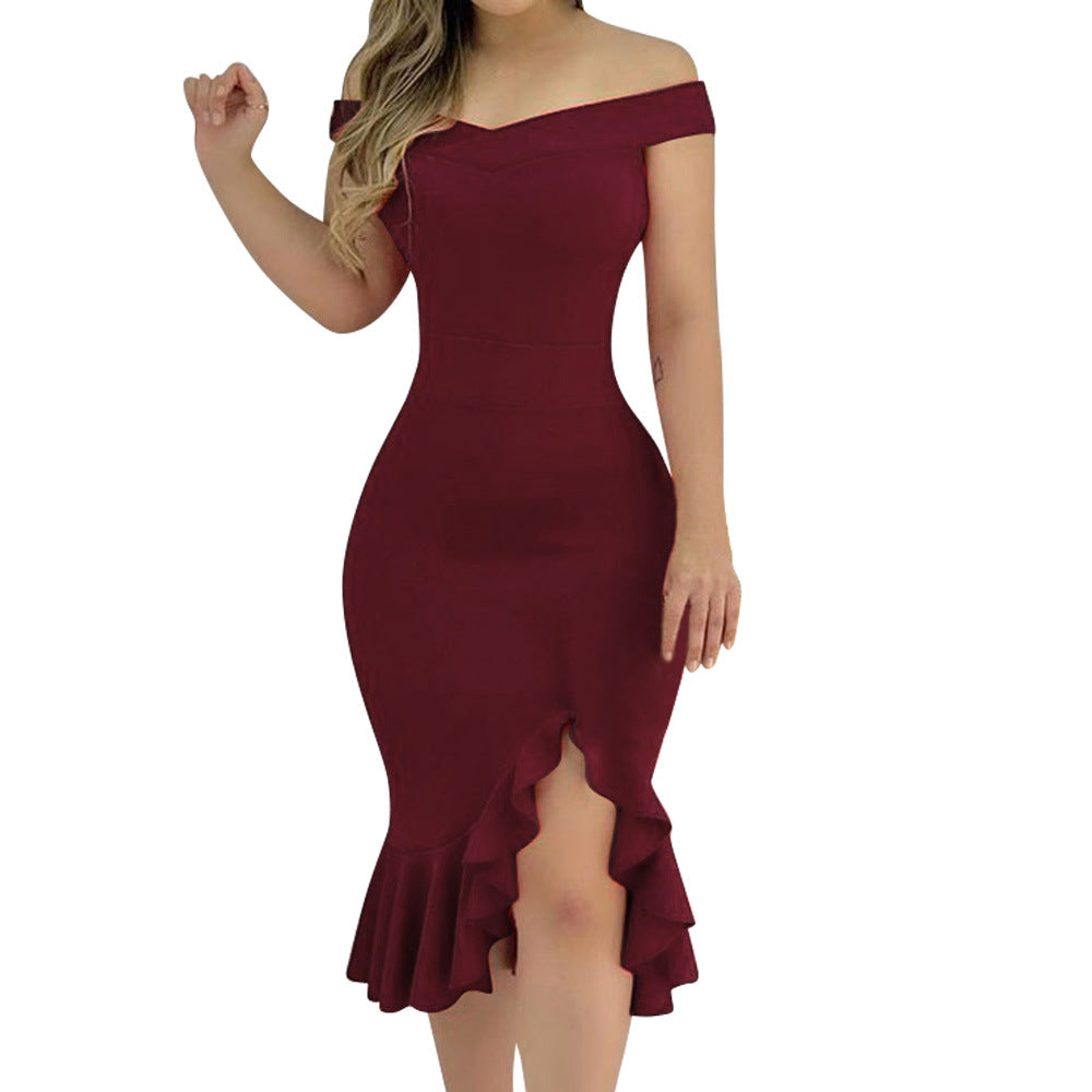 BaaQua One-Shoulder Ruffle Dress