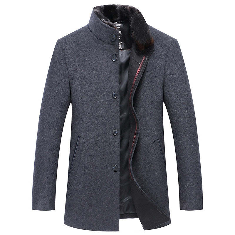 Simple Solid Color Men's Coat