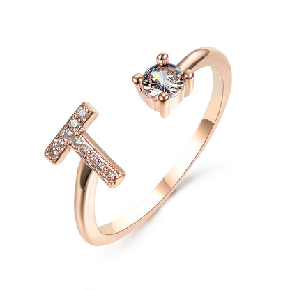 New Design Adjustable Initial Letter Ring