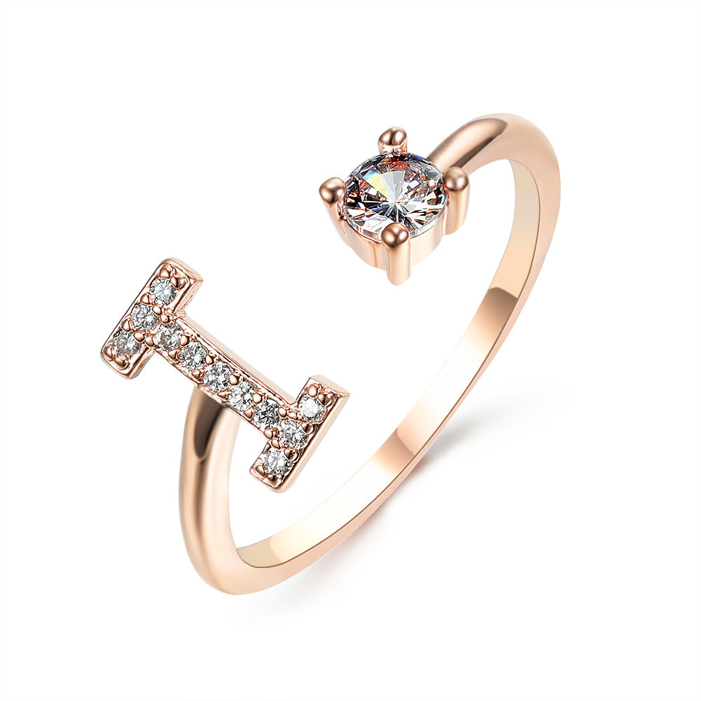 New Design Adjustable Initial Letter Ring