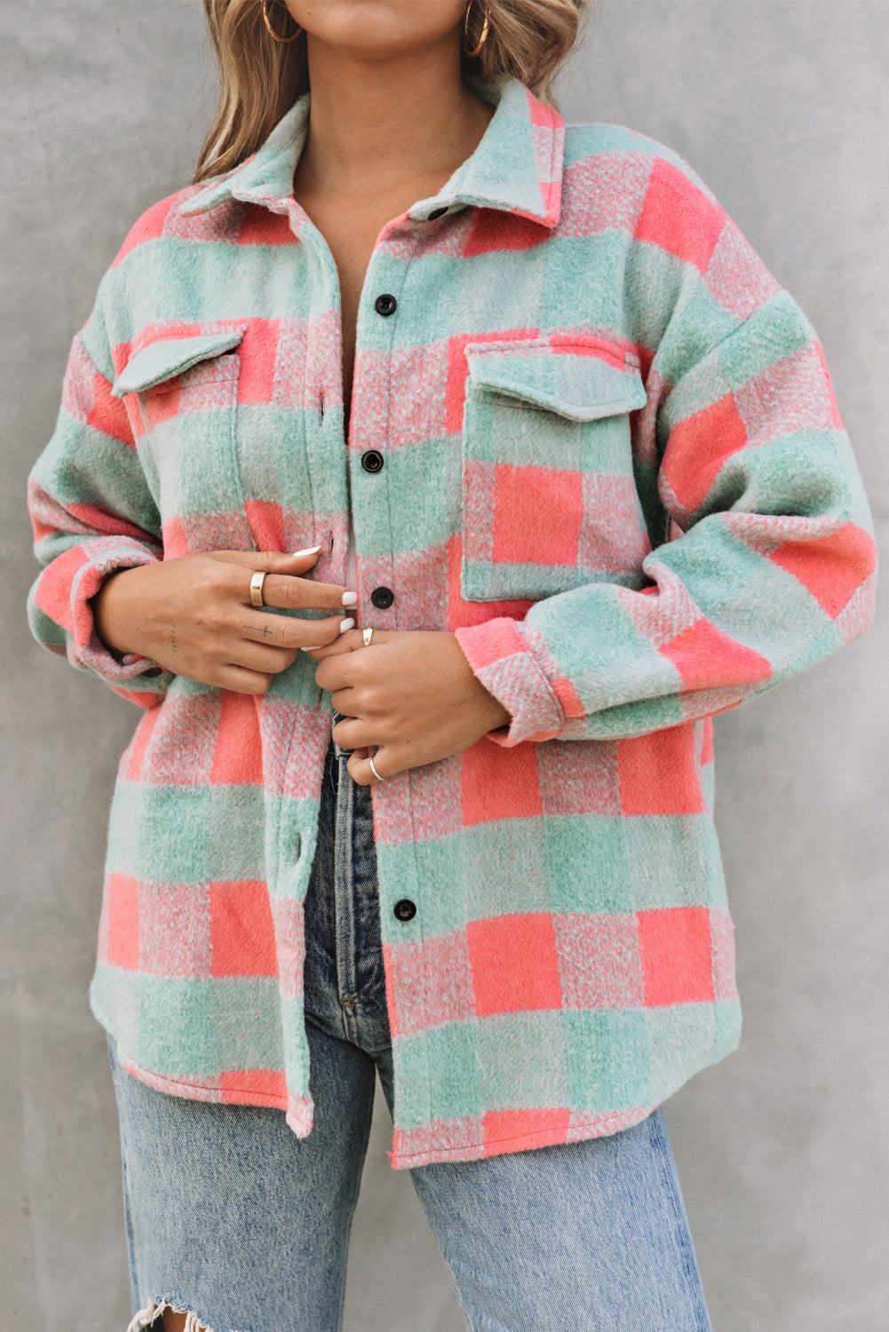 Oversized casual pink jacket