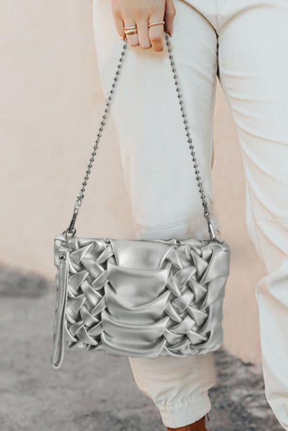 Chic textured leather shoulder bag.