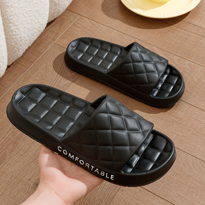 Plaid-designed silent home slippers