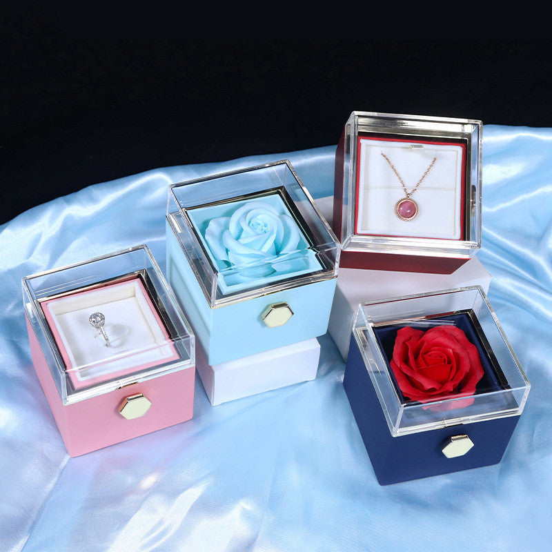 Rotating Soap Flower Rose Jewelry Packaging Box Gift For Women