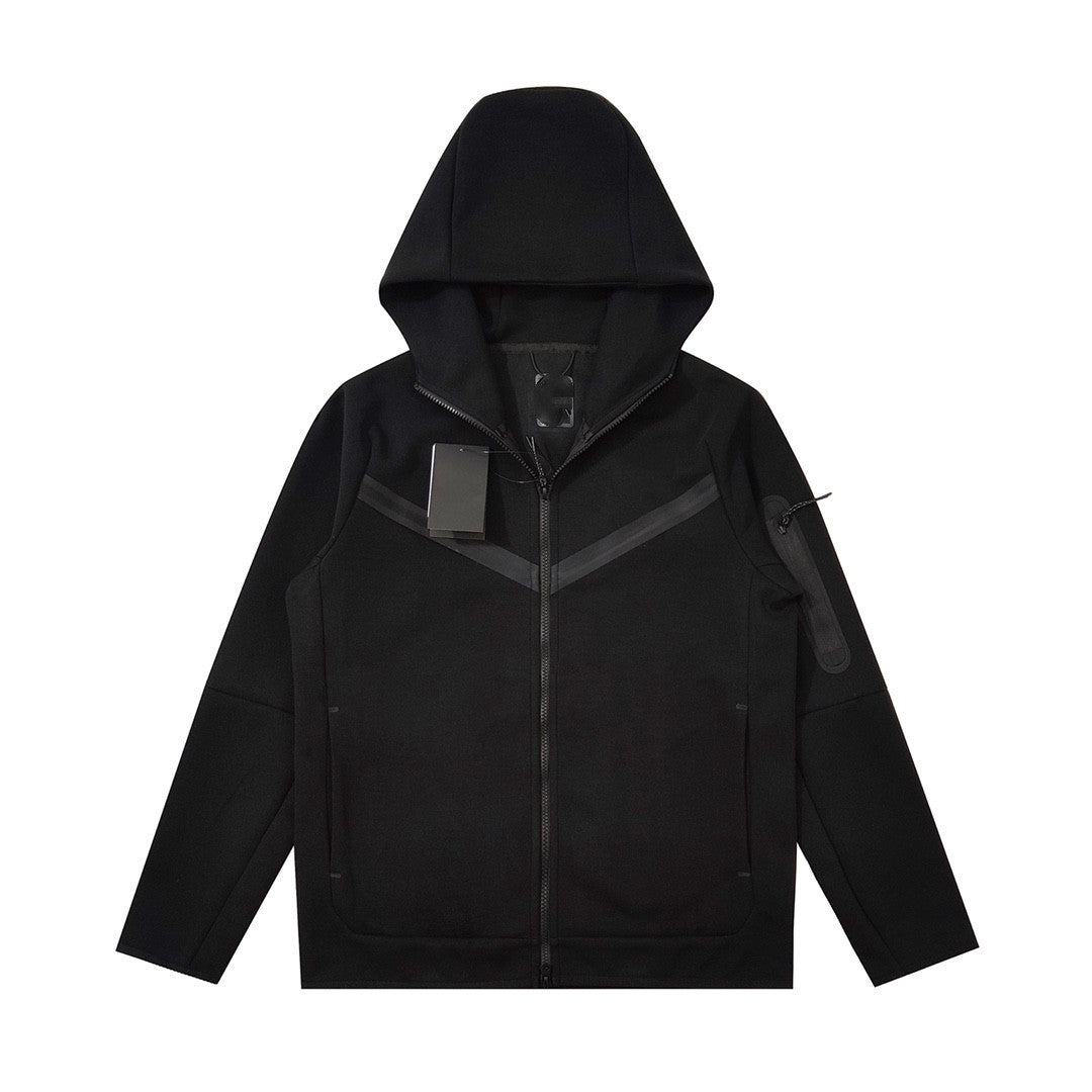 Air Layer Cotton Knit Hooded Jacket Zipper