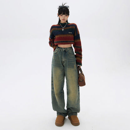 Vintage high-waist wide-leg jeans