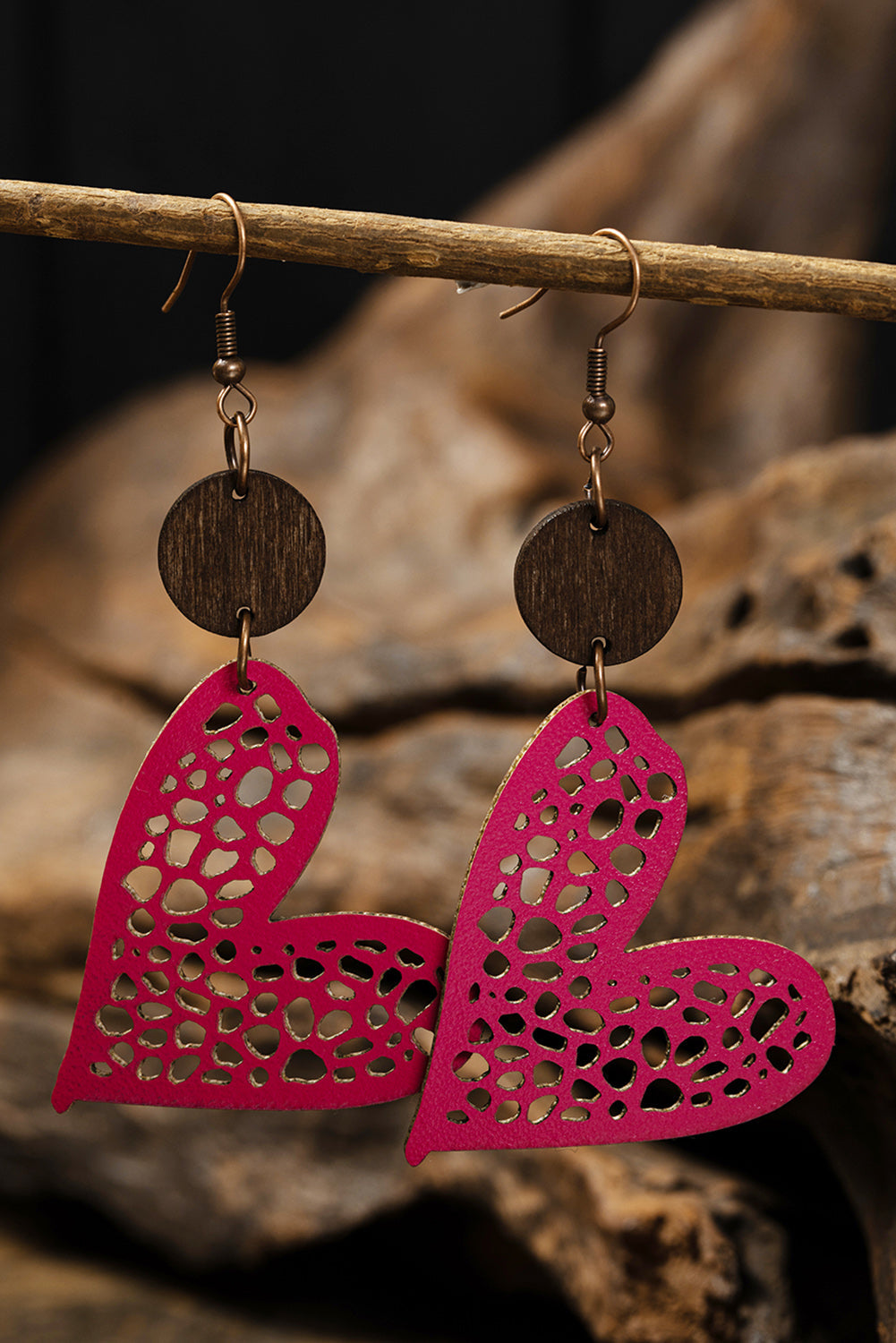 Pink heart dangle earrings