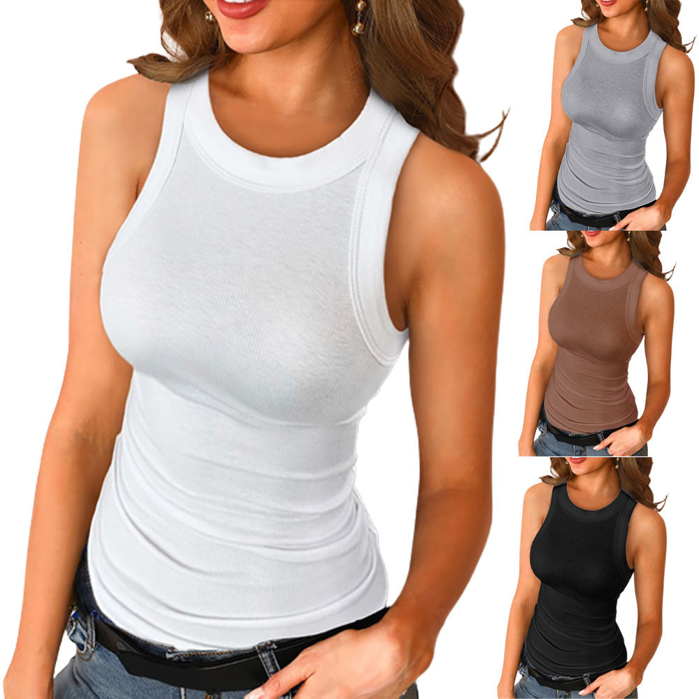 Casual round neck sleeveless camisole.