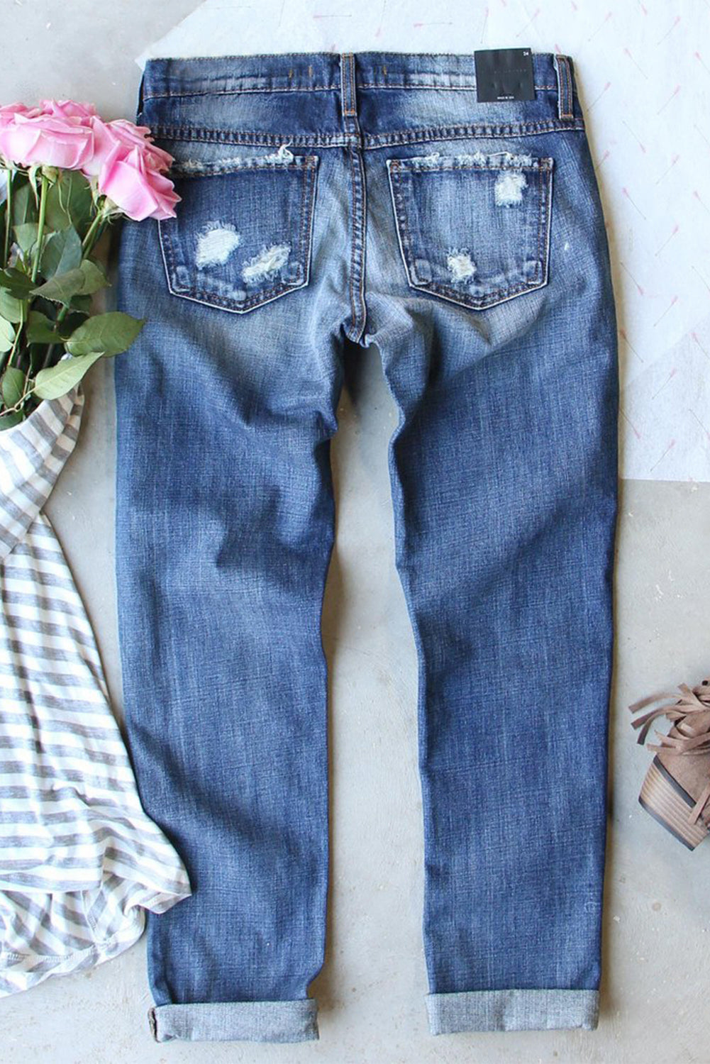 Distressed jeans with unique flair