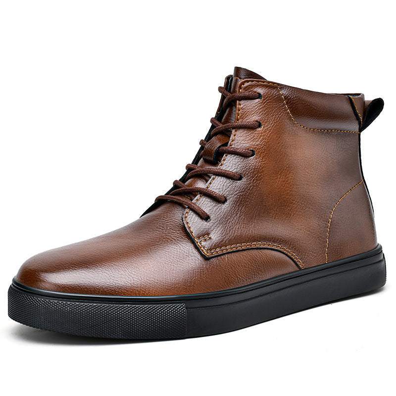 Cowhide High-top Martens Boots, Plus Size