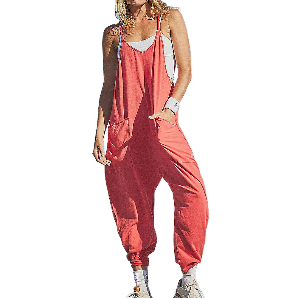 Summer loose jumpsuit with pockets.