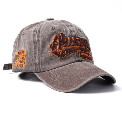 Washed Distressed Letters Embroidery Sun Baseball Hat