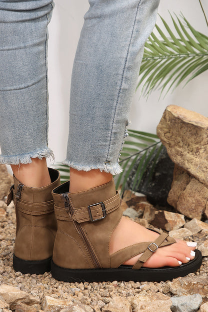 Stylish high-top sandals with flair.