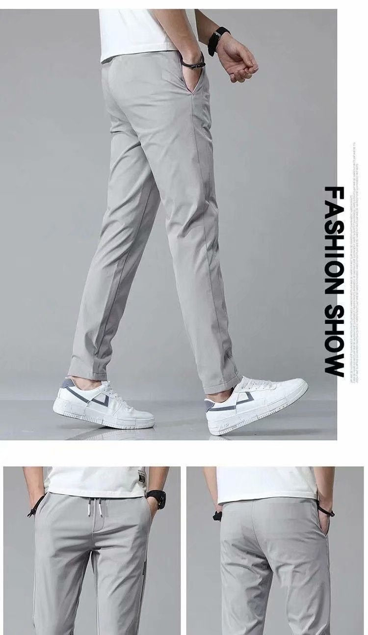 Drawstring Trousers Thin Casual Pants Straight Sweatpants