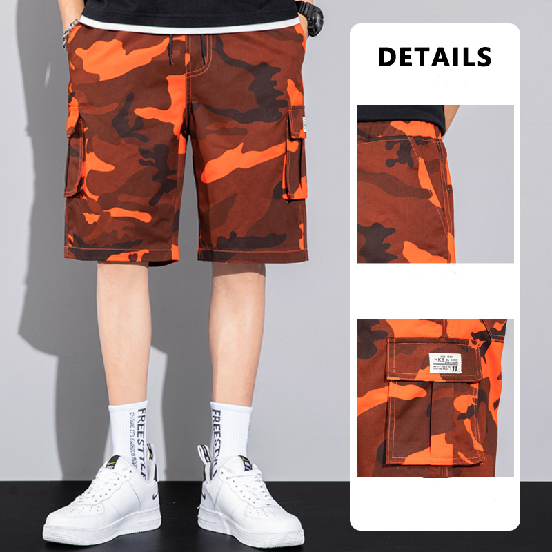 Summer beach pants, multi-pocket drawstring.