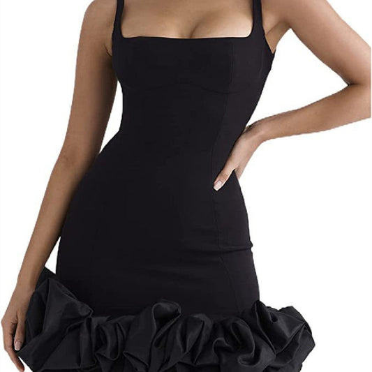 Women's Fashion Suspender Ruffle Dress