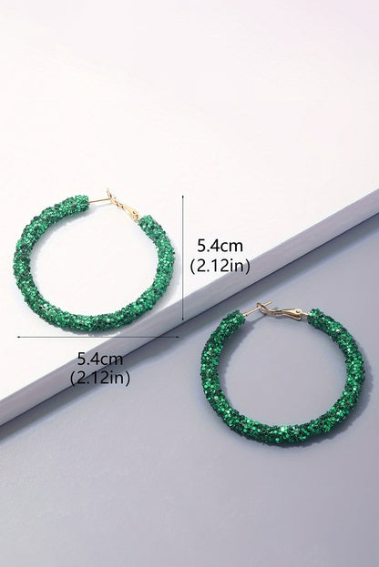 St. Patrick's sequin hoop earrings, green.