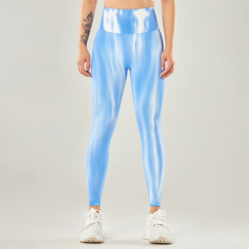 Seamless tie-dye yoga pants