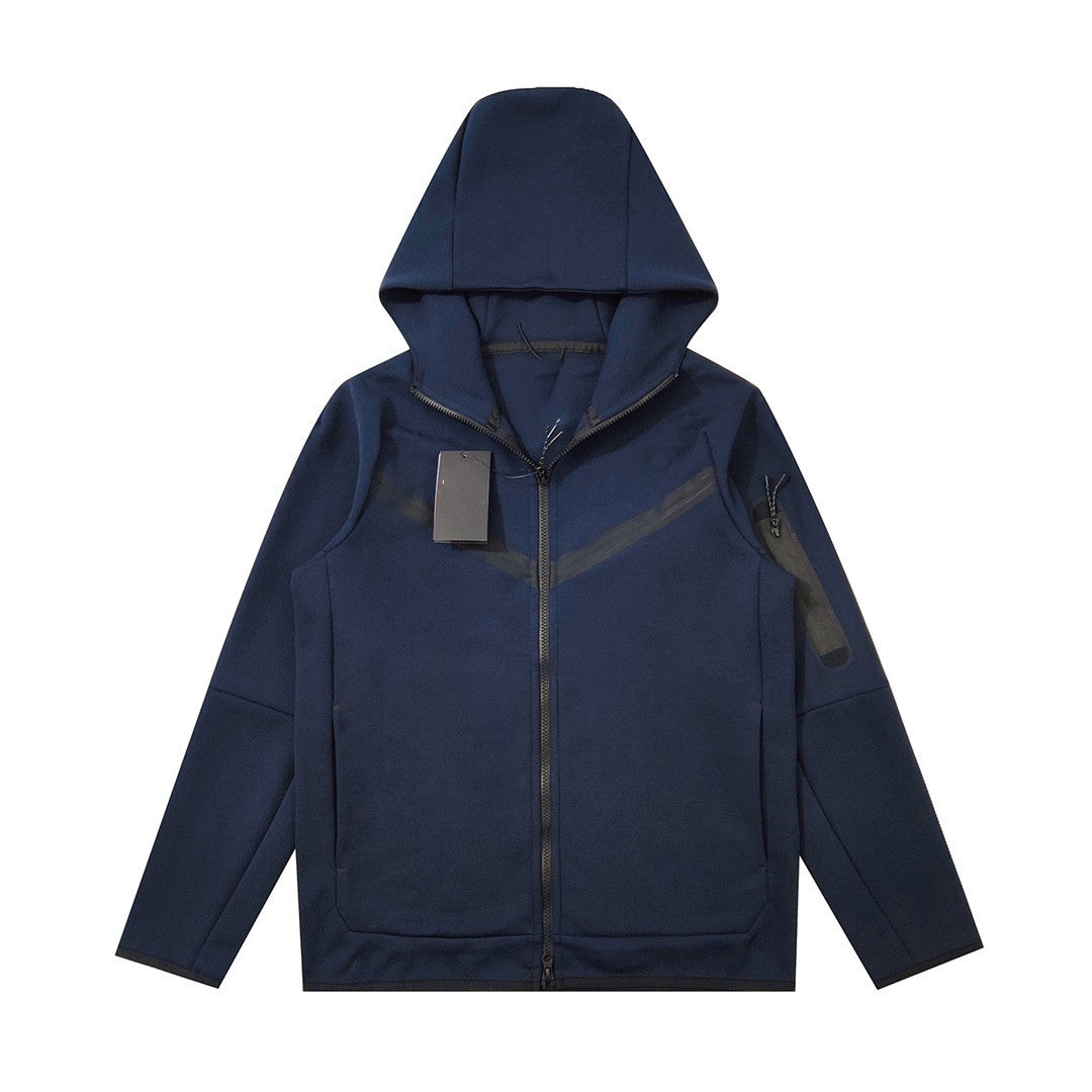 Air Layer Cotton Knit Hooded Jacket Zipper