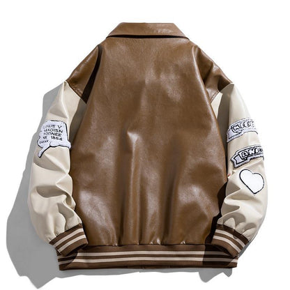 Men's Lapel PU Leather Jacket